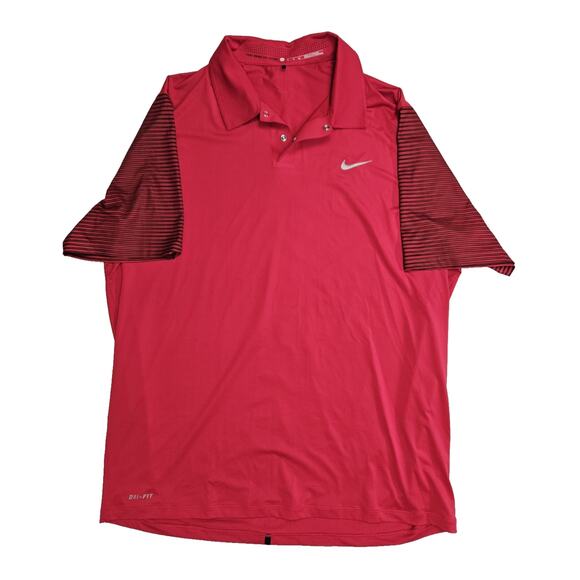 Nike Tiger Woods Collection Golf Polo Shirt Men's XL Red Dri-Fit Stretch Striped - Picture 1 of 8